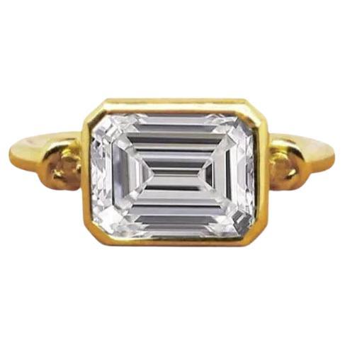 1ct Forget Me Knot Emerald Cut Diamond ring with knots in 18ct Gold