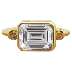 Bague Forget Me nœud avec nœuds en or 18 carats et diamants taille émeraude 1 carat