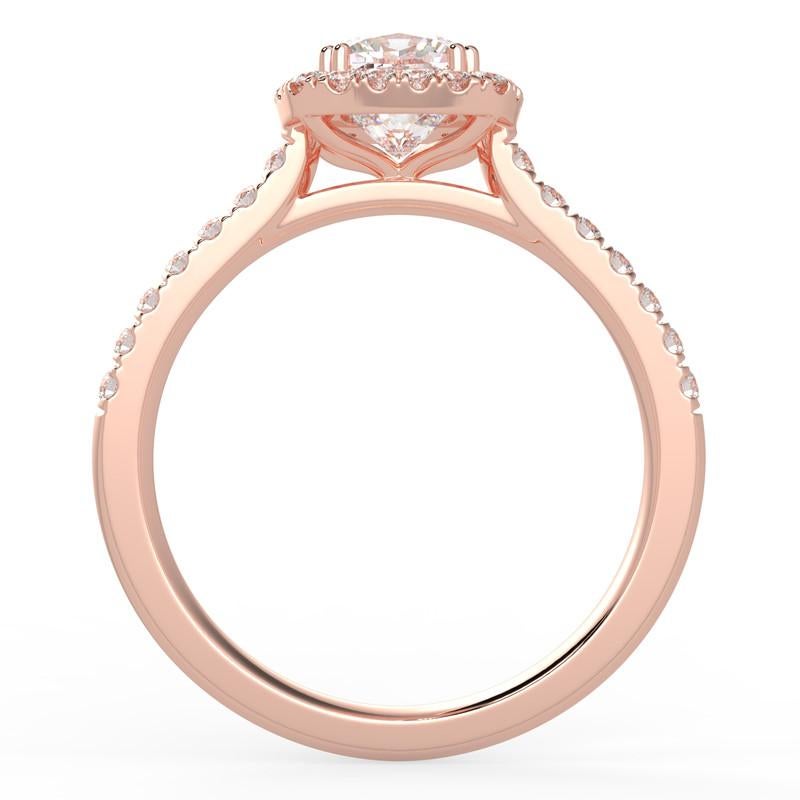 Square Cut 1CT GH-I1 Natural Diamond Halo Engagement Ring 14K Rose Gold, Size 10.5 For Sale