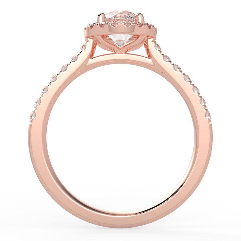 Round Cut 1CT GH-I1 Natural Diamond Halo Engagement Ring 14K Rose Gold, Size 10.5 For Sale