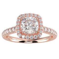 1CT GH-I1 Natural Diamond Halo Engagement Ring 14K Rose Gold, Size 10.5