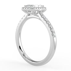 1CT Radiant Cut GH-I1 Natural Diamond Halo Engagement Ring 14K White Gold