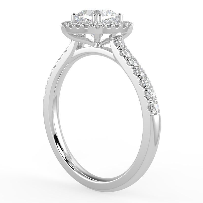 Artist 1CT GH-I1 Natural Diamond Halo Engagement Ring 14K White Gold, Size 10.5 For Sale