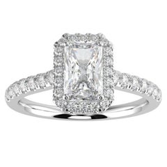 Bague de fiançailles halo en or blanc 14 carats avec diamant naturel 1CT GH-I1, taille 10,5