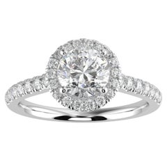 Used 1CT GH-I1 Natural Diamond Halo Engagement Ring 14K White Gold, Size 10.5