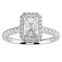 Used 1CT GH-I1 Natural Diamond Halo Engagement Ring 14K White Gold, Size 4.5