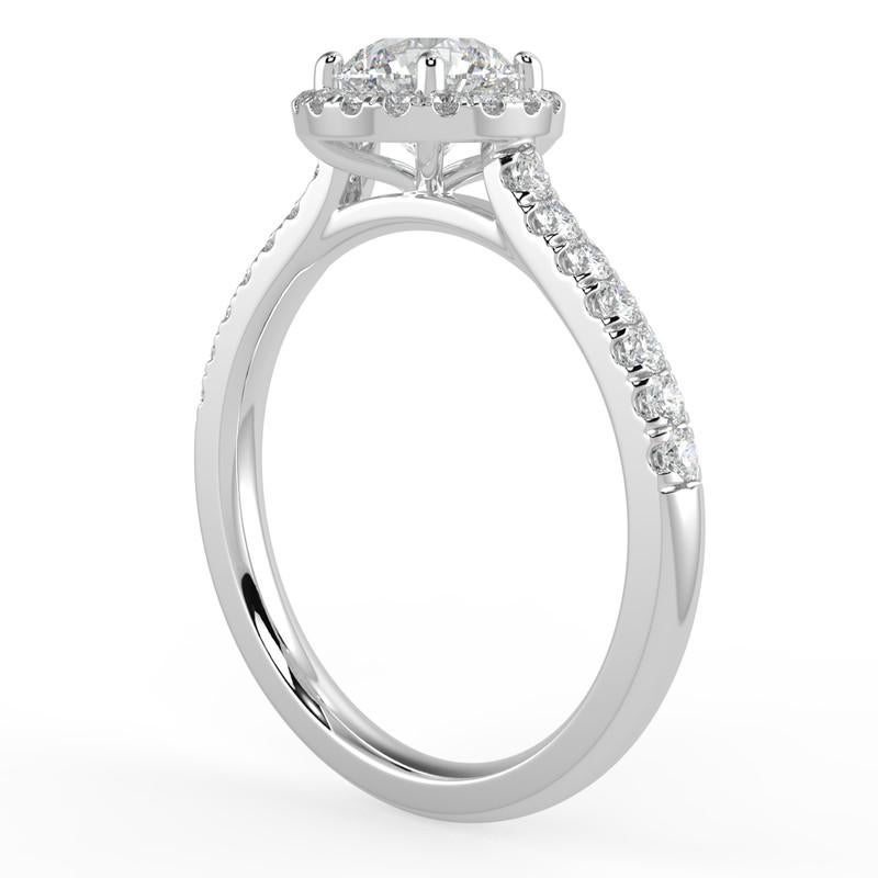 Artist 1CT GH-I1 Natural Diamond Halo Engagement Ring 14K White Gold, Size 5.5 For Sale