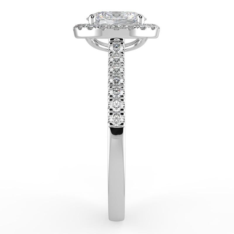Marquise Cut 1CT Oval Cut GH-I1 Natural Diamond Halo Engagement Ring 14K White Gold For Sale