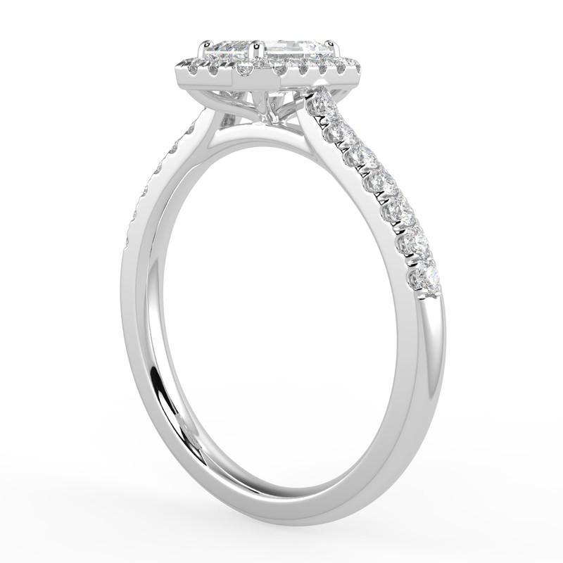 Artist 1CT GH-I1 Natural Diamond Halo Engagement Ring 14K White Gold, Size 7.5 For Sale