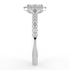 1CT GH-I1 Natural Emerald Diamond Halo Engagement Ring 14K White Gold