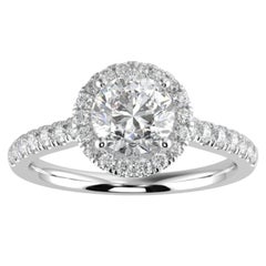 1CT GH-I1 Natural Diamond Halo Engagement Ring 14K White Gold, Size 8.5