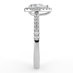 1CT Pear Cut GH-I1 Natural Diamond Halo Engagement Ring 14K White Gold