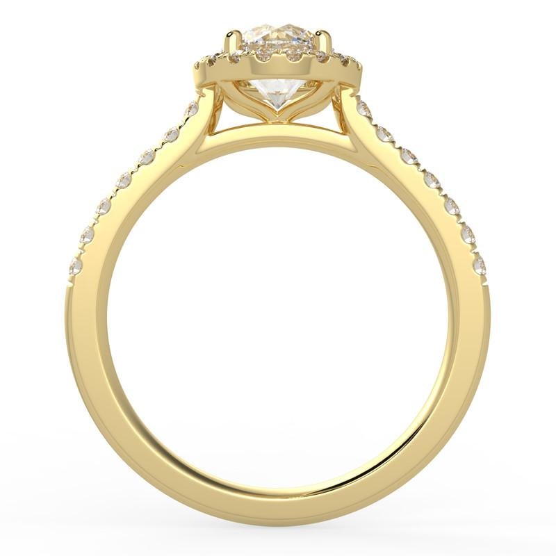 Round Cut 1CT GH-I1 Natural Diamond Halo Engagement Ring 14K Yellow Gold, Size 10 For Sale