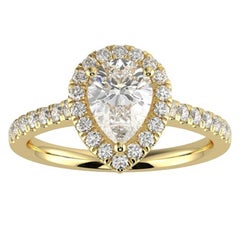 1CT GH-I1 Natural Diamond Halo Engagement Ring 14K Yellow Gold, Size 10