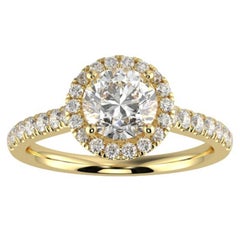 Used 1CT GH-I1 Natural Diamond Halo Engagement Ring 14K Yellow Gold, Size 10