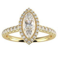 1CT GH-I1 Natural Diamond Halo Engagement Ring 14K Yellow Gold, Size 10