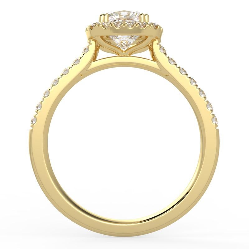 Artiste Bague de fiançailles halo de diamants naturels 1CT GH-I1 en or jaune 14 carats, taille 11 en vente
