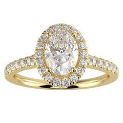 1CT GH-I1 Natural Diamond Halo Engagement Ring 14K Yellow Gold, Size 11