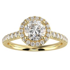 1CT GH-I1 Natural Diamond Halo Engagement Ring 14K Yellow Gold, Size 11