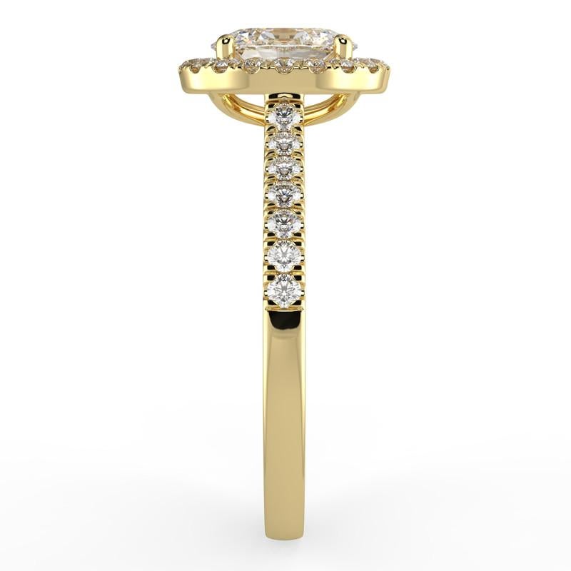 Marquise Cut 1CT GH-I1 Natural Diamond Halo Engagement Ring 14K Yellow Gold, Size 4.5 For Sale