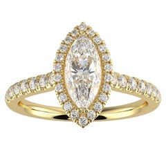 1CT GH-I1 Natural Diamond Halo Engagement Ring 14K Yellow Gold, Size 4.5