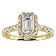 1CT GH-I1 Natural Diamond Halo Engagement Ring 14K Yellow Gold, Size 5.5