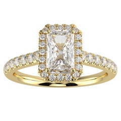 1CT GH-I1 Natural Diamond Halo Engagement Ring 14K Yellow Gold, Size 5.5