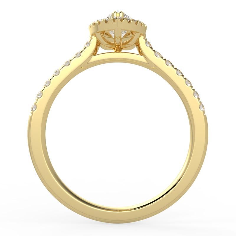 Artist 1CT GH-I1 Natural Diamond Halo Engagement Ring 14K Yellow Gold, Size 6.5 For Sale