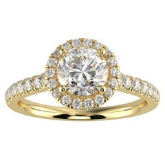 Used 1CT GH-I1 Natural Diamond Halo Engagement Ring 14K Yellow Gold, Size 6.5