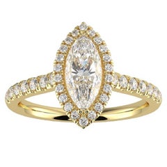 Used 1CT GH-I1 Natural Diamond Halo Engagement Ring 14K Yellow Gold, Size 6.5