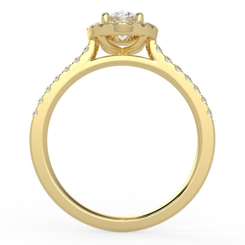 Artist 1CT GH-I1 Natural Diamond Halo Engagement Ring 14K Yellow Gold, Size 7.5 For Sale