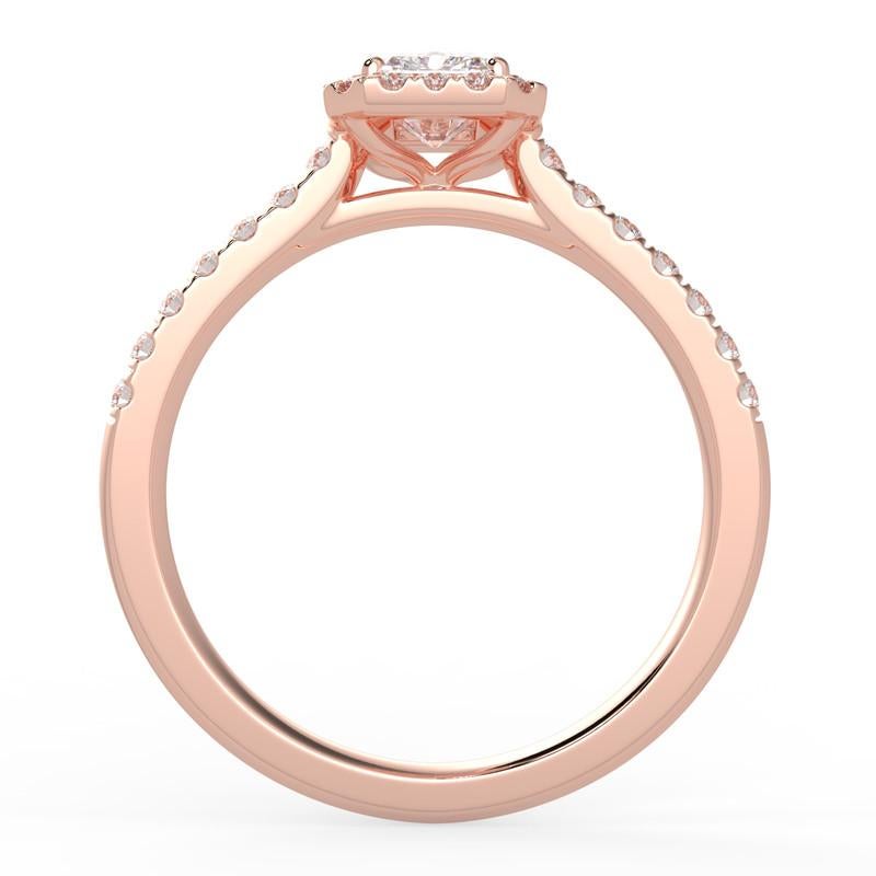 Artist 1CT GH-I1 Natural Diamond Halo Engagement Ring for Women 14K Rose Gold, Size 10 For Sale