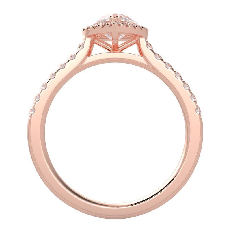 Artist 1CT GH-I1 Natural Diamond Halo Engagement Ring for Women 14K Rose Gold, Size 10 For Sale