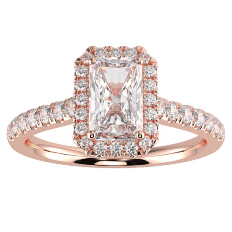 1CT GH-I1 Natural Diamond Halo Engagement Ring for Women 14K Rose Gold, Size 10 For Sale