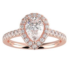 1CT GH-I1 Natural Diamond Halo Engagement Ring for Women 14K Rose Gold, Size 10
