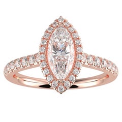 1CT GH-I1 Natural Diamond Halo Engagement Ring for Women 14K Rose Gold, Size 10