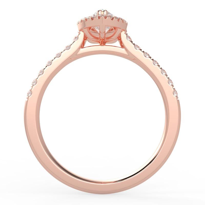 Artiste Bague de fiançailles halo en or rose 14 carats avec diamant naturel 1CT GH-I1 pour femmes, taille 11 en vente