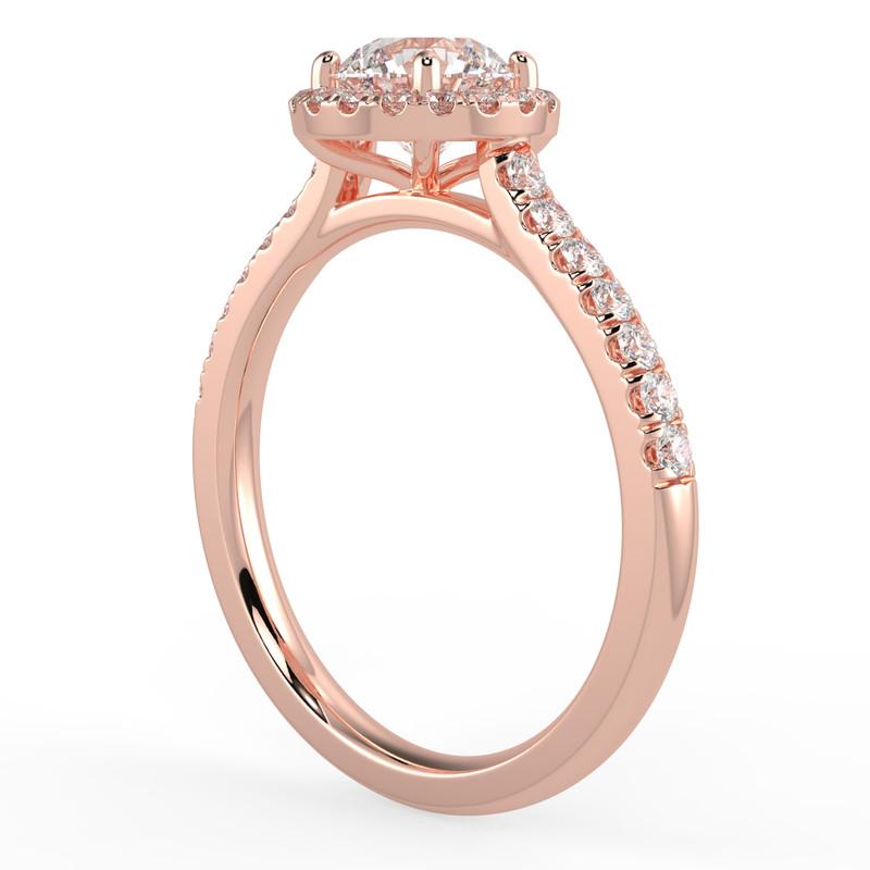 Artist 1CT GH-I1 Natural Diamond Halo Engagement Ring for Women 14K Rose Gold, Size 4 For Sale