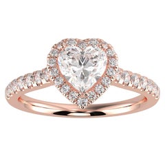 1CT GH-I1 Verlobungsring aus 14 Karat Roségold mit natürlichem Diamant-Halo mit Halo für Damen, Größe 4