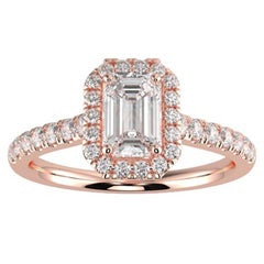 1CT GH-I1 Natural Diamond Halo Engagement Ring for Women 14K Rose Gold, Size 5