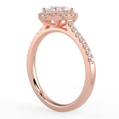 1CT Oval Cut GH-I1 Natural Diamond Halo Engagement Ring for Women 14K Rose Gold