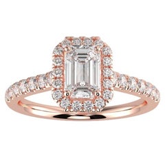 1CT GH-I1 Natural Diamond Halo Engagement Ring for Women 14K Rose Gold, Size 6.5