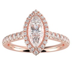 1CT GH-I1 Natural Diamond Halo Engagement Ring for Women 14K Rose Gold, Size 6.5
