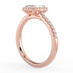 1CT Radiant Cut GH-I1 Natural Diamond Halo Engagement Ring 14K Rose Gold