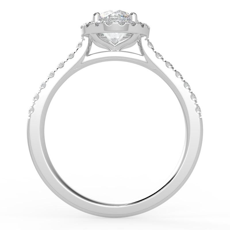 Round Cut 1CT GH-I1 Natural Diamond Halo Engagement Ring for Women 14K White Gold, Size 10 For Sale