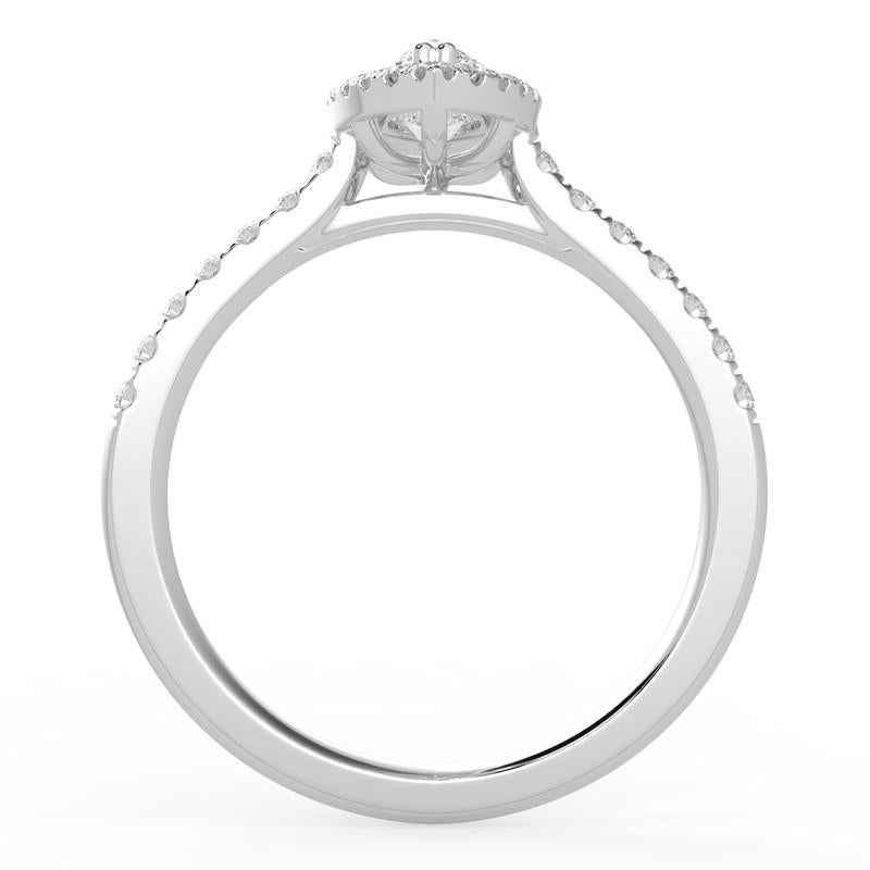 Artiste Bague de fiançailles halo de diamants naturels 1CT GH-I1 pour femmes en or blanc 14 carats, taille 4 en vente