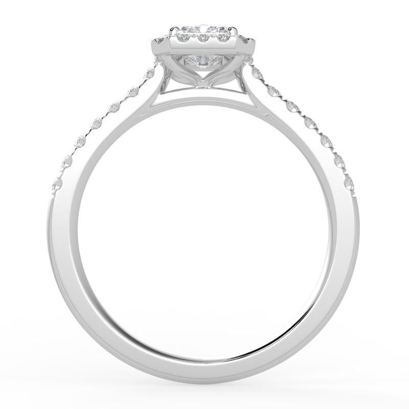 Artist 1CT GH-I1 Natural Diamond Halo Engagement Ring for Women 14K White Gold, Size 5 For Sale