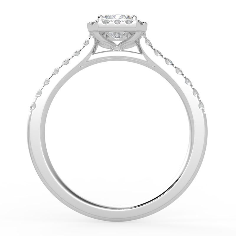 1CT Corte Radiante GH-I1 Anillo de Compromiso Halo de Diamantes Naturales 14K Oro Blanco Artista en venta