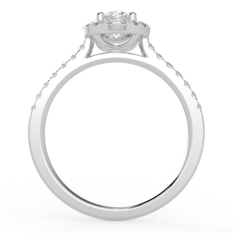 Artist 1CT GH-I1 Natural Diamond Halo Engagement Ring for Women 14K White Gold, Size 6 For Sale