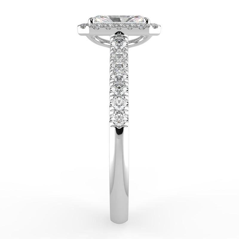 1CT Corte Radiante GH-I1 Anillo de Compromiso Halo de Diamantes Naturales 14K Oro Blanco Corte radiante en venta